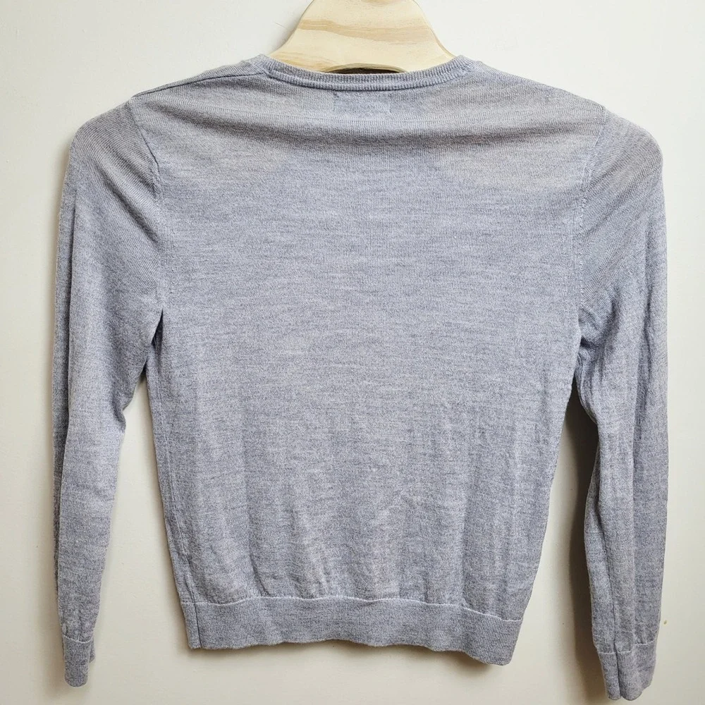 Banana Republic Mens Large Light Blue V‎ Neck 100% Merino Wool Sweater Preppy